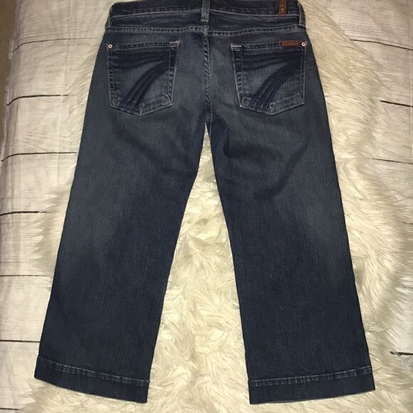 7 For All Mankind 7FAM Dojo Cropped Capri Denim Jeans Embroidered 7s Sevens 25 - Picture 3 of 7